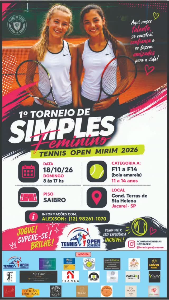 Divulgação do Tennis Open Mirim de 18 de outubro de 2026